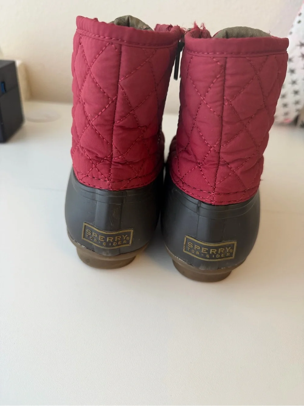 Sperry Top Sider Quilted Waterproof Rubber Duck Boots Women's Size 6.5 Red